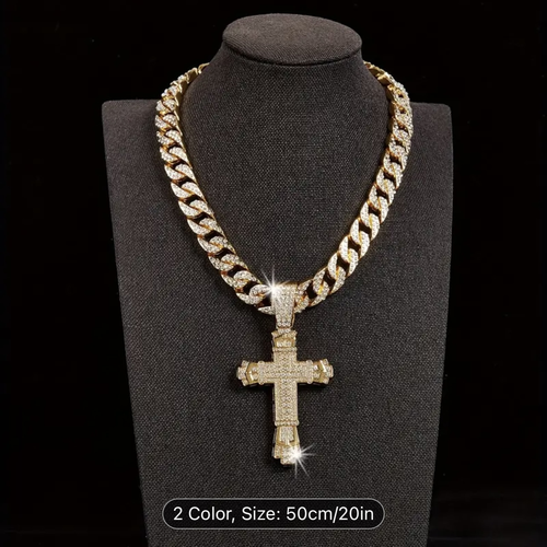 Diamond x 18ct Gold Cross Chain